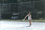President Ford's daughter-in-law Gayle playing tennis at Camp David