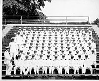 GRF with a large group of naval officers, Chapel Hill, North Carolina