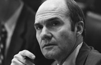 National Security Advisor Brent Scowcroft listens intently at a National Security Council meeting following the assassinations in Beirut of  Ambassador Francis E. Meloy, Jr. and Economic Counselor Robert O. Waring on June 16.  June 17, 1976.  