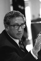 Secretary of State Henry Kissinger makes a point at a National Security Council meeting following the assassinations in Beirut of Ambassador Francis E. Meloy, Jr. and Economic Counselor Robert O. Waring on June 16.  June 17, 1976.  