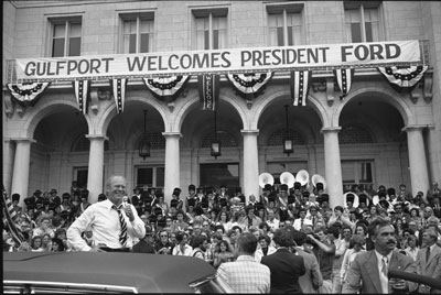 President Ford greets well-wishers during a campaign stop.
