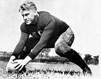 Gerald Ford on the football field at the University of Michigan