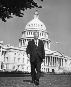 Congressman Gerald Ford in front of the U.S. Capitol
