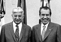 Federal Reserve Board Chairman Arthur Burns and President Richard Nixon