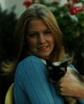 Susan Ford with Shan, the Ford family's Siamese cat