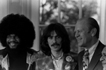 President Ford in the Oval Office with George Harrison and Billy Preston