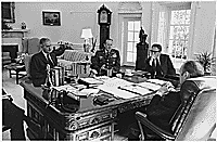 President Ford with Brent Scowcroft, Graham Martin, Frederick Weyand, and Henry Kissinger