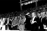 resident Ford tosses the first baseball to open the 1976 major league season