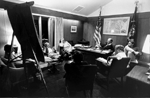 President Ford discusses campaign strategy with some of his staff 