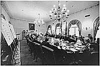 President Ford in a meeting with his Cabinet