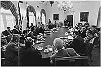 President Ford in a meeting with his Cabinet