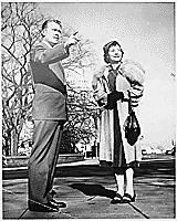H0010-4. Representative Gerald R. Ford, Jr., points out a sight to a constituent in Washington, DC. 1953.