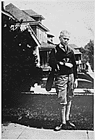 H0014-2, H0030-3, H0030-4, and H0041-3 (H0041-3 provides the best reproduction). Gerald R. Ford, Jr. stands in front of his home at 649 Union Street, SE, Grand Rapids, MI in golf attire. 1926. 