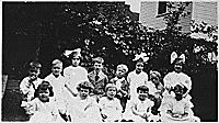 H0019-3. Gerald R. Ford, Jr. (back row, center) poses with friends at an unidentified gathering. 1918.