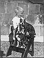 H0027-4. Gerald R. Ford, Jr. (then known as Leslie Lynch King, Jr.) poses with two Boston Terriers. 1915.