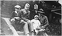 H0029-1, H0029-3, and H0041-1 (H0041-1 provides the best reproduction). Gerald R. Ford, Jr. poses with his father and half-brothers Tom, Dick, and Jim Ford on the front steps of 649 Union Street, SE, Grand Rapids, MI. October 1927. 