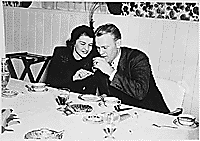 H0038-2. Gerald R. Ford, Jr., and Betty Bloomer Warren at their wedding rehearsal dinner, Grand Rapids, MI. October 14, 1948.