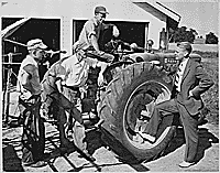 H0038-3. Gerald R. Ford, Jr., makes a campaign stop at a Kent County, MI farm. 1948.
