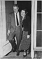 H0039-1. Gerald R. Ford, Jr. and Betty Ford walking through an unidentified doorway. 1948.