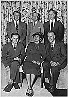 H0044-1. Gerald R. Ford, Jr., poses with his parents, Mr. and Mrs. Gerald R. Ford, Sr., and his half-brothers Tom, Dick, and Jim Ford at his wedding reception. October 15, 1948.