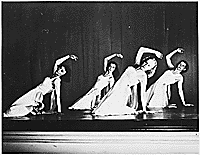 H0047-1. Betty Bloomer (right) dancing with three other young women. 1938.