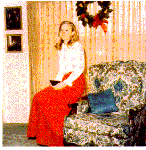 H0072-5. Susan Ford poses for a Christmas portrait in the living room of the family residence at 514 Crown View Drive, Alexandria, VA. December 1972. 