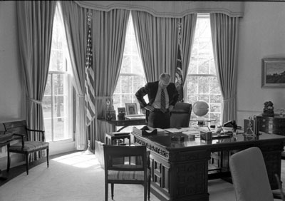 President Ford at his Oval Office desk.   March 25, 1975. 