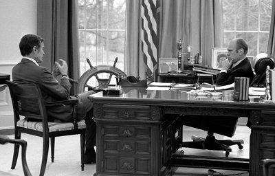 President Ford meets with CIA Director-designate George Bush.