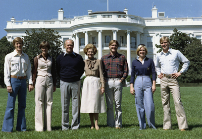 The Ford Family participates in a photo opportunity for the 1976 presidential election campaign.  