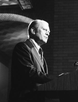 President Ford makes remarks at the dedication of the National Defense University at Fort Lesley J. McNair.  