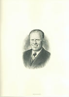Lithographic copy of an engraving of U.S. President Gerald R. Ford by the staff of the U.S. Bureau of Engraving and Printing.  