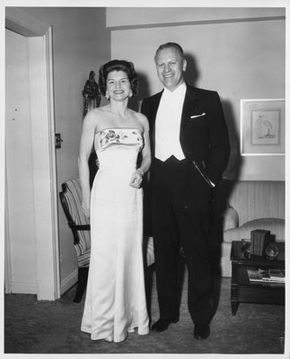 Representative and Mrs. Gerald R. Ford, Jr. dressed for a White House reception