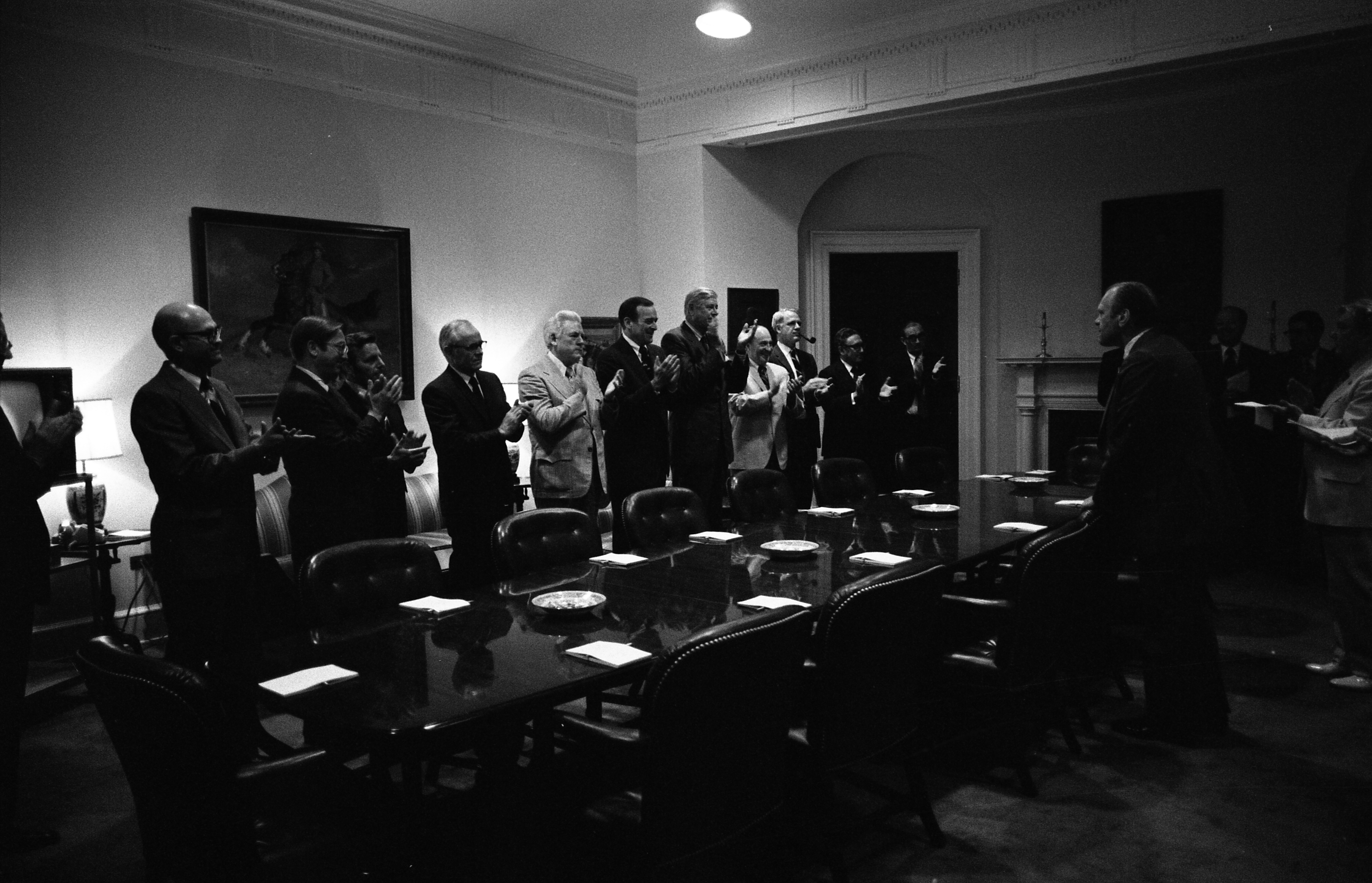 President Gerald R. Ford and Nelson Rockefeller meeting with Bipartisan Congressional Leadership.
