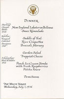 Menu for the dinner