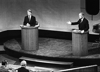 President Ford makes a statement during the debate
