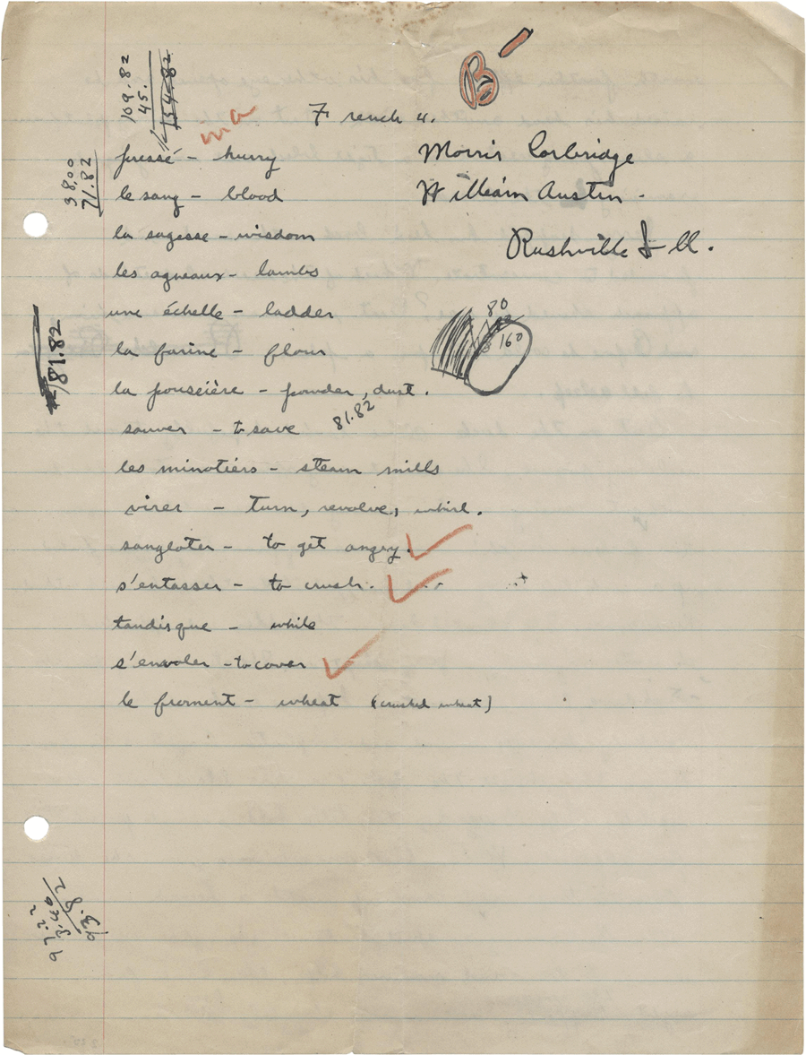 Ronald Reagan french exam, 1925