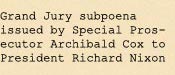 Grand Jury subpoena issued by Special Prosecutor Archibald Cox to President Richard Nixon