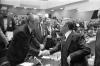 Gerald R. Ford and Helmut Schmidt shaking hands at Finlandia Hall, Helsinki, Finland
