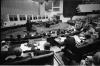 Gerald R. Ford speaks at the podium during the Conference on Security and Cooperation in Europe (CSCE).