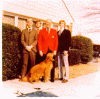 H0072-7. Gerald R. Ford poses with his sons Steve, Jack, and Mike and their golden retriever Brown Sugar in the back yard of the family residence at 514 Crown View Drive, Alexandria, VA. December 1972. H0072-7. Gerald R. Ford poses with his sons Steve, Jack, and Mike and their golden retriever Brown Sugar in the back yard of the family residence at 514 Crown View Drive, Alexandria, VA. December 1972.