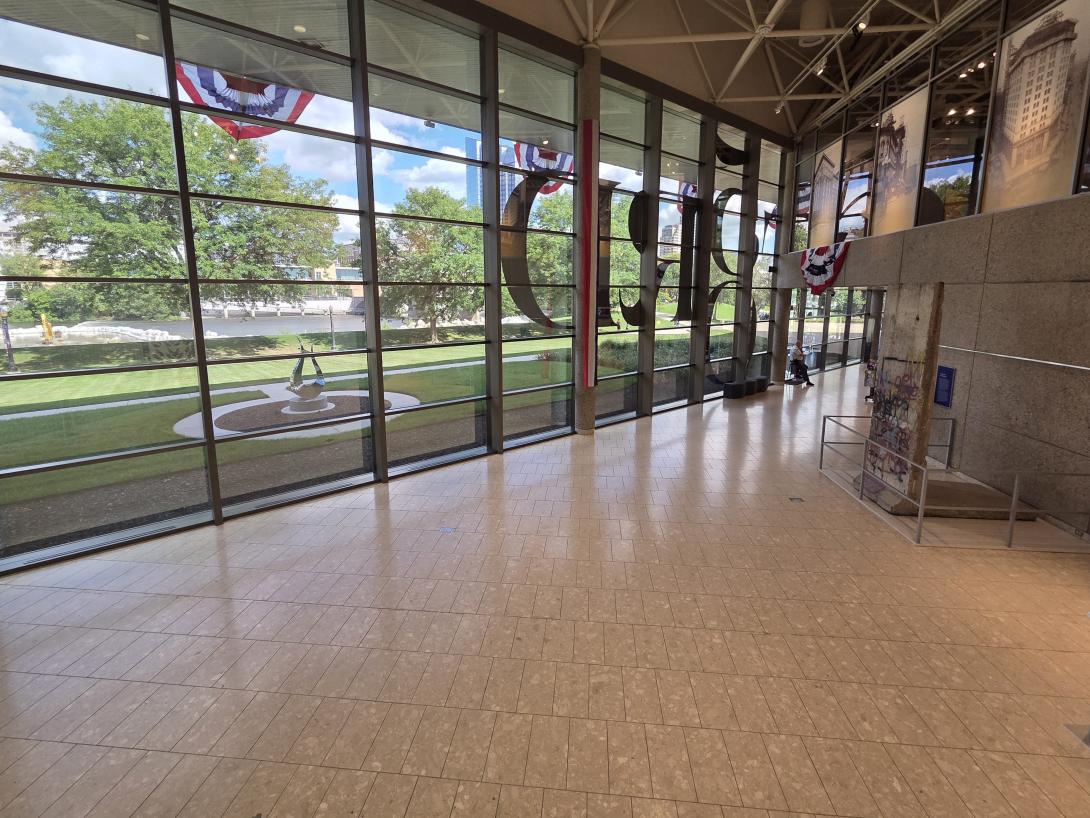 The lobby with view of greenspace