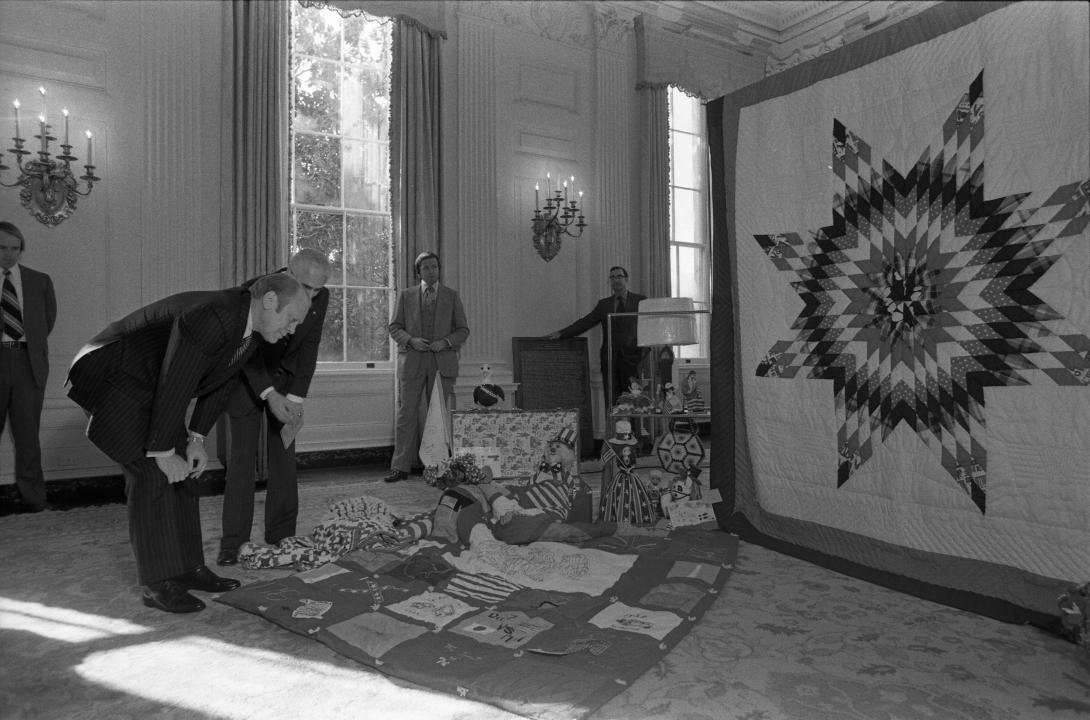 President Gerald R. Ford and Milt Mitler Touring a Display of Bicentennial Gifts Received By the White House