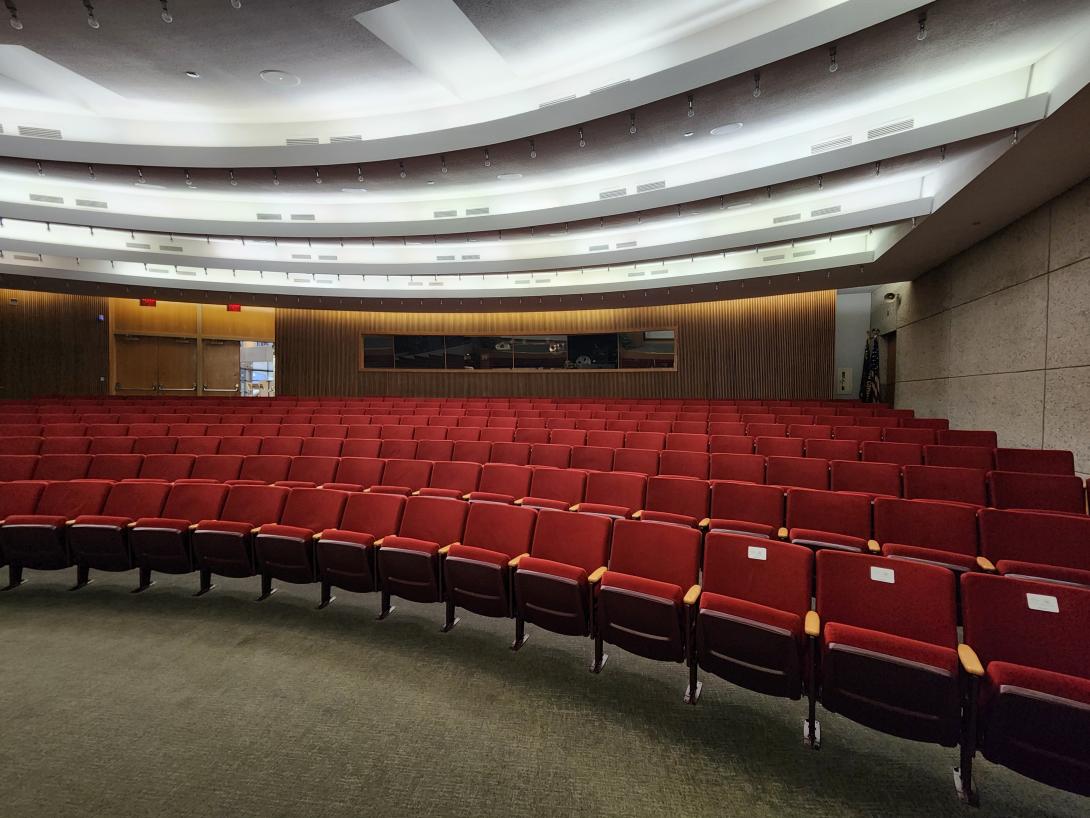 A view of the auditorium from the front